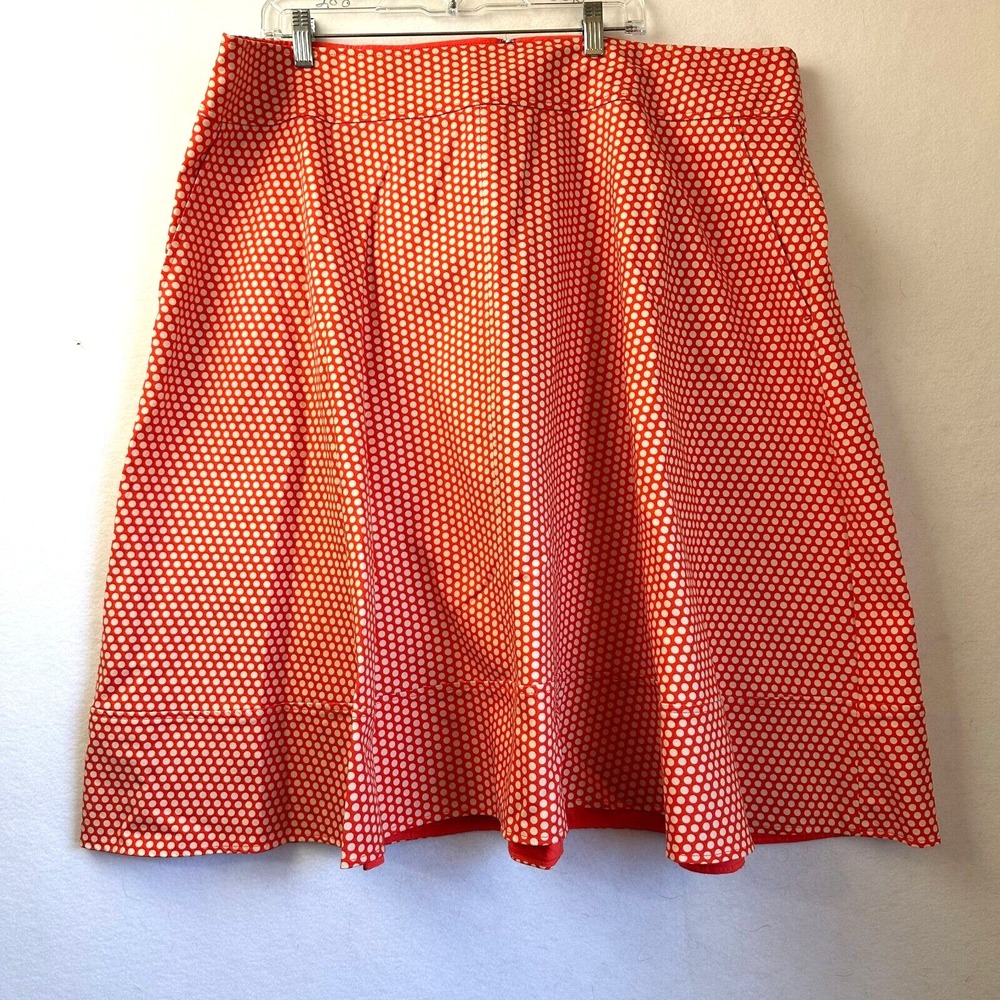 Lane Bryant Modernist Collection Skirt Sz 24 Orange White Polka Dot A line retro